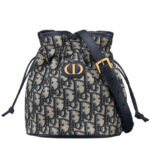 Christian Dior 30 Montaigne Mini Bucket Bag with Drawstring Dark Blue